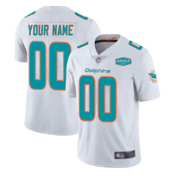 Youth Dolphins Active Players Custom White NFL 347 Shula Patch Vapor Untouchable Limited Stitched Jersey